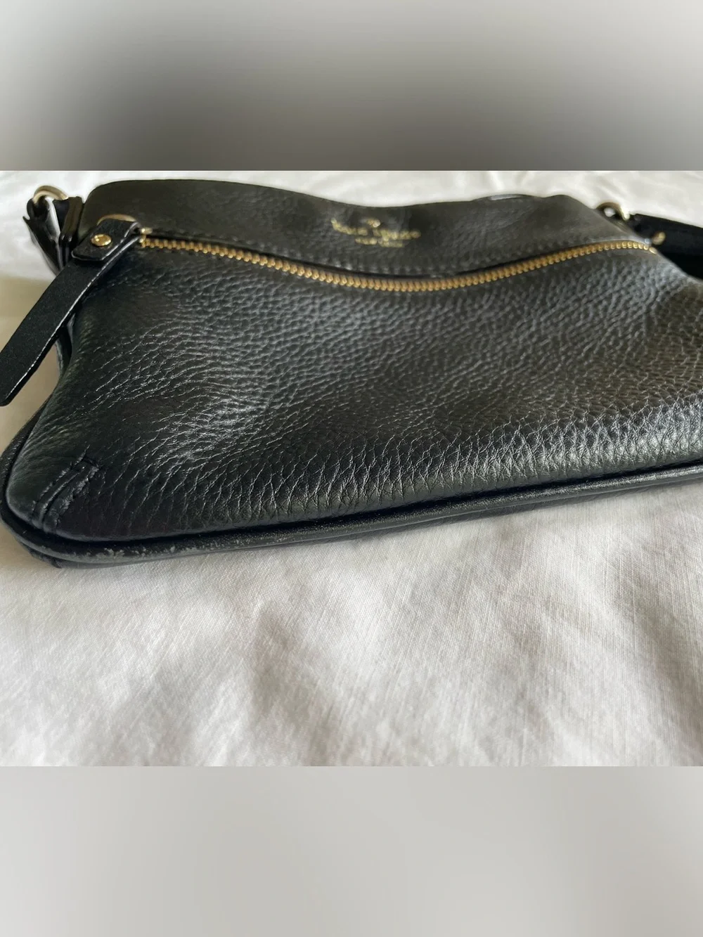 Kate Spade Black Pebbled Leather Crossbody with Gold Hardware